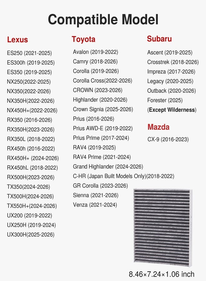 Puroma 1 Cabin Air Filter Activated Carbon for CP157 CF12157 Lexus Toyota - Image 2