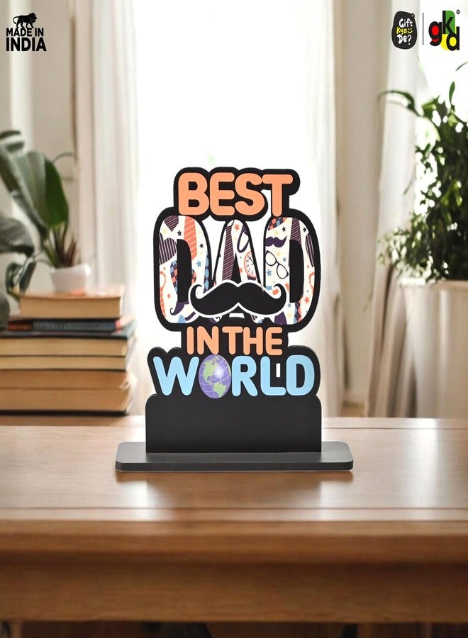 Gift Kya De كأس خشبي من جي كي دي لأفضل أب في العالم | كأس جائزة الأب | قطعة ديكور خشبية رائعة لأعياد الميلاد والذكرى السنوية للزواج (7 × 7 بوصات، متعدد الألوان) - Image 4