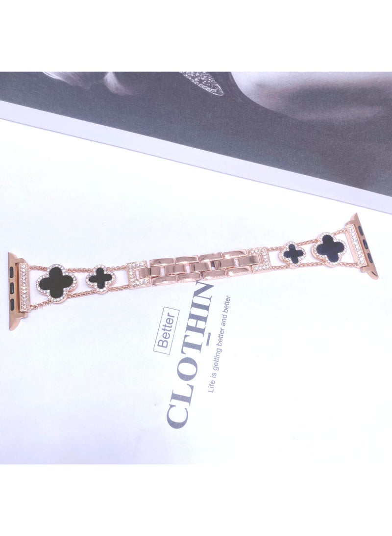 Y&D For Apple Watch 42/44/45MM Fashion Diamond Clover Metal Strap  - Image 1
