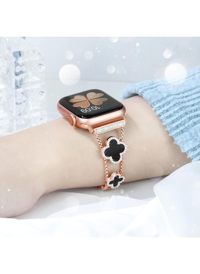 Y&D For Apple Watch 42/44/45MM Fashion Diamond Clover Metal Strap  - Image 3