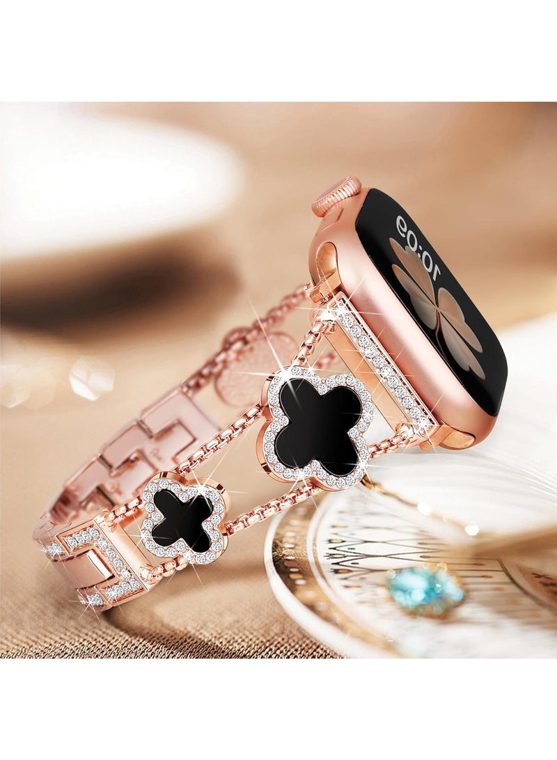 Y&D For Apple Watch 42/44/45MM Fashion Diamond Clover Metal Strap  - Image 2