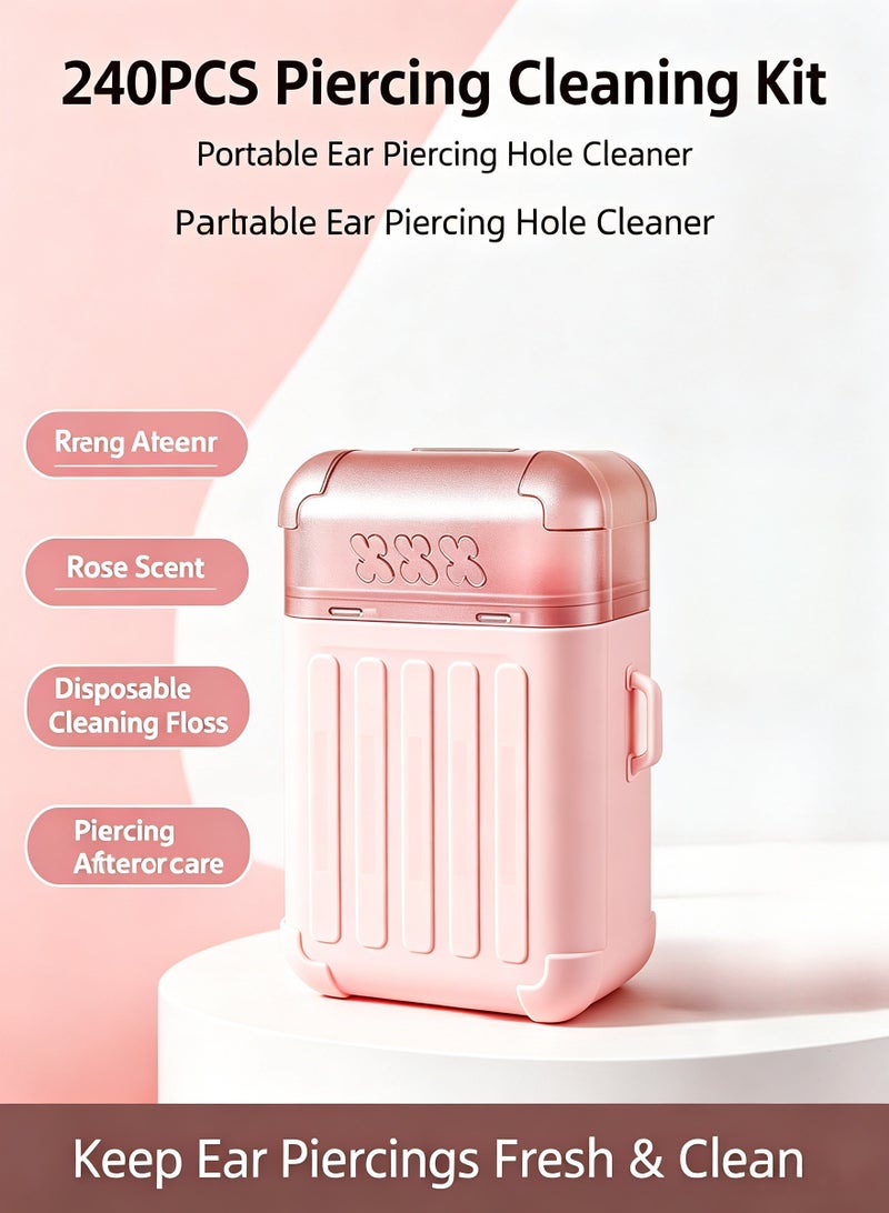 Bukela 240PCS Piercing Cleaning Kit Contains Disposable Ear Piercing Cleaning Floss, Portable Ear Piercings Hole Cleaner, Piercings Aftercare - Image 1