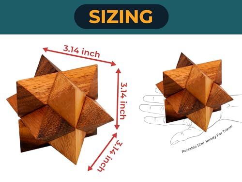 BSIRI Adults Games Gifts Wooden Star Cube Puzzle Game Brain Teasers of The Logic Games for Kids and Teen to Challenge Puzzles for Fun Entertaining Things and Educational Tools of Parents - Image 3