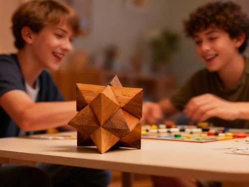 BSIRI Adults Games Gifts Wooden Star Cube Puzzle Game Brain Teasers of The Logic Games for Kids and Teen to Challenge Puzzles for Fun Entertaining Things and Educational Tools of Parents - Image 5