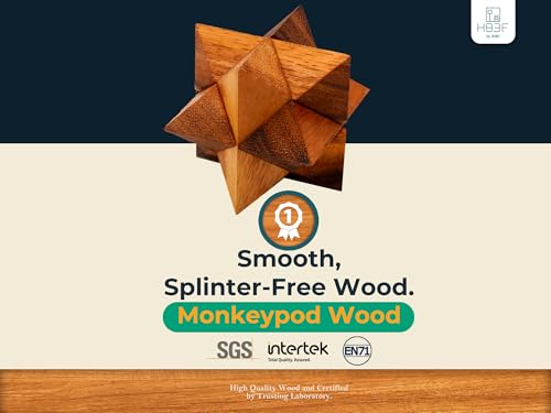 BSIRI Adults Games Gifts Wooden Star Cube Puzzle Game Brain Teasers of The Logic Games for Kids and Teen to Challenge Puzzles for Fun Entertaining Things and Educational Tools of Parents - Image 2