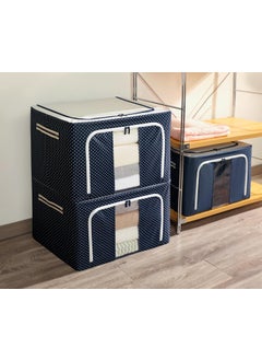TRIVYOM TRIVYOM 66 Litre Clothes Storage Box with Zip Wardrobe Saree Shirts and Blankets Bags Foldable Steel Frame Clothes Organizer Bins Front Clear Window Side Handles Pack of 1 Oxford Fabric  - Image 1