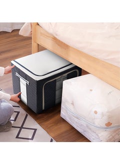 TRIVYOM TRIVYOM 66 Litre Clothes Storage Box with Zip Wardrobe Saree Shirts and Blankets Bags Foldable Steel Frame Clothes Organizer Bins Front Clear Window Side Handles Pack of 1 Oxford Fabric  - Image 5
