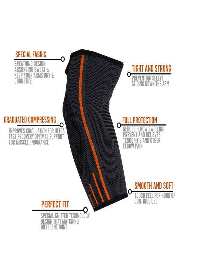 PRIVFIT® 3D Kitted Elbow Hyper-Protective Compression Sport Workout Injury Recovery Pain Relief Elbow Sleeve - 1 PAIR (Small) - Image 2