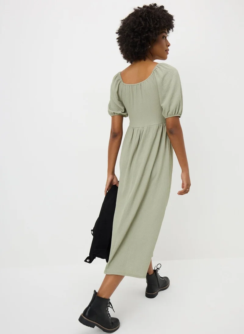 Matalan Sage Solid Shirred Midi Dress