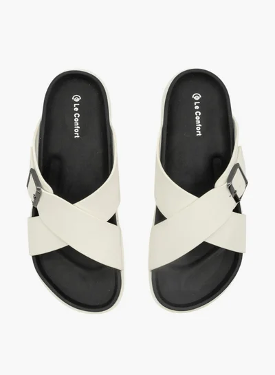 Le Confort Men Buckle Accent Cross-Strap Slip-On Sandals