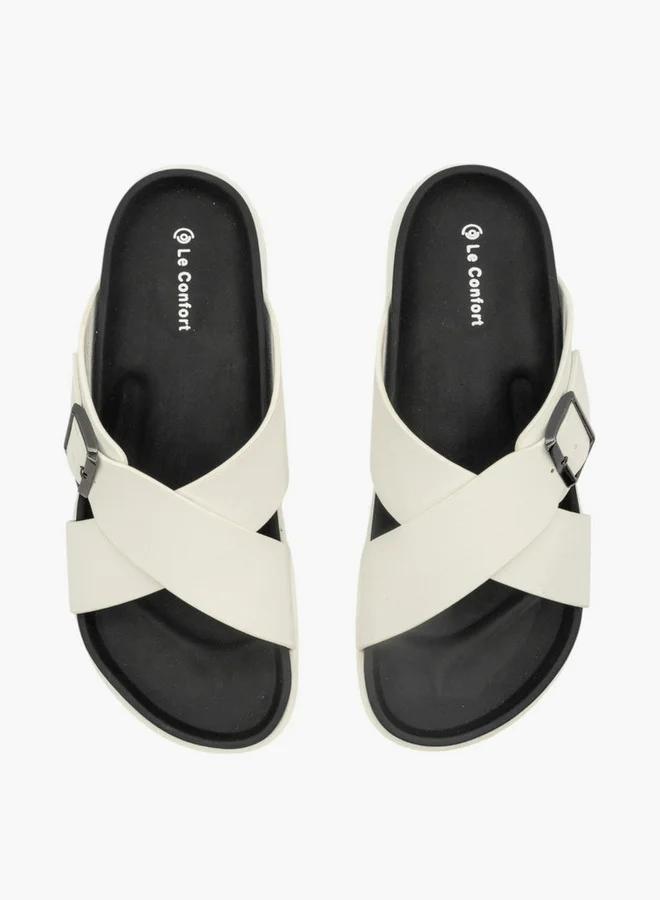 Le Confort Men Buckle Accent Cross-Strap Slip-On Sandals