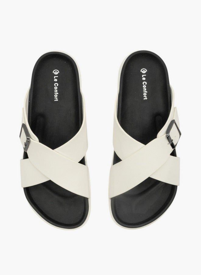 Le Confort Men Buckle Accent Cross-Strap Slip-On Sandals - Image 1