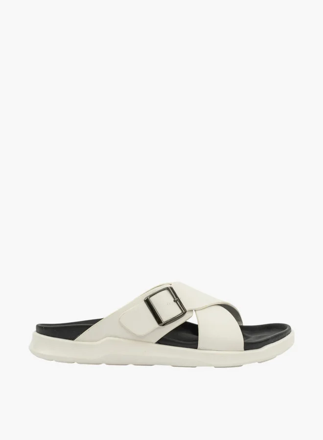 Le Confort Men Buckle Accent Cross-Strap Slip-On Sandals