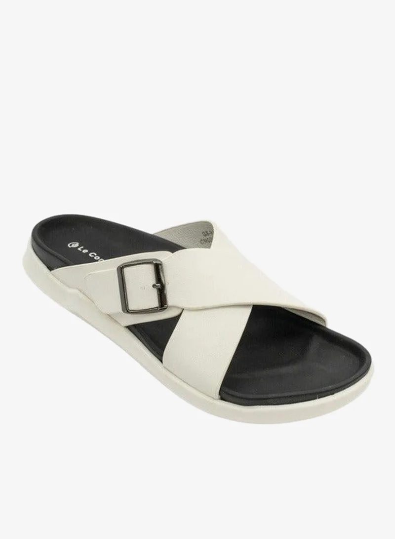 لو كونفورت صنادل رجالي بنعل متقاطع بإبزيم