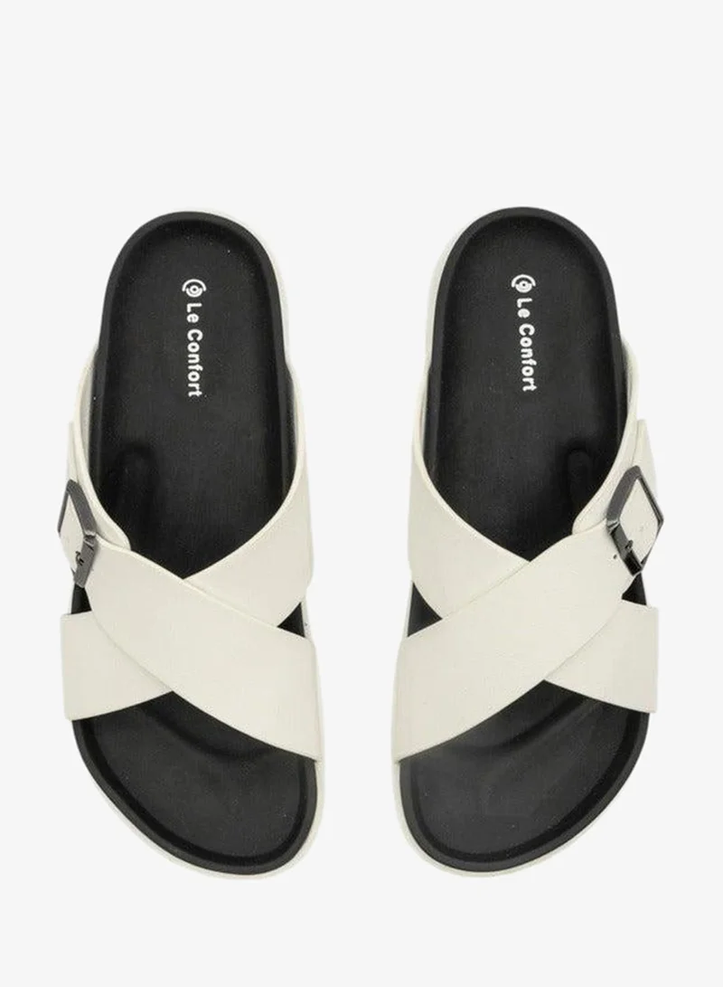 Le Confort Men Buckle Accent Cross-Strap Slip-On Sandals