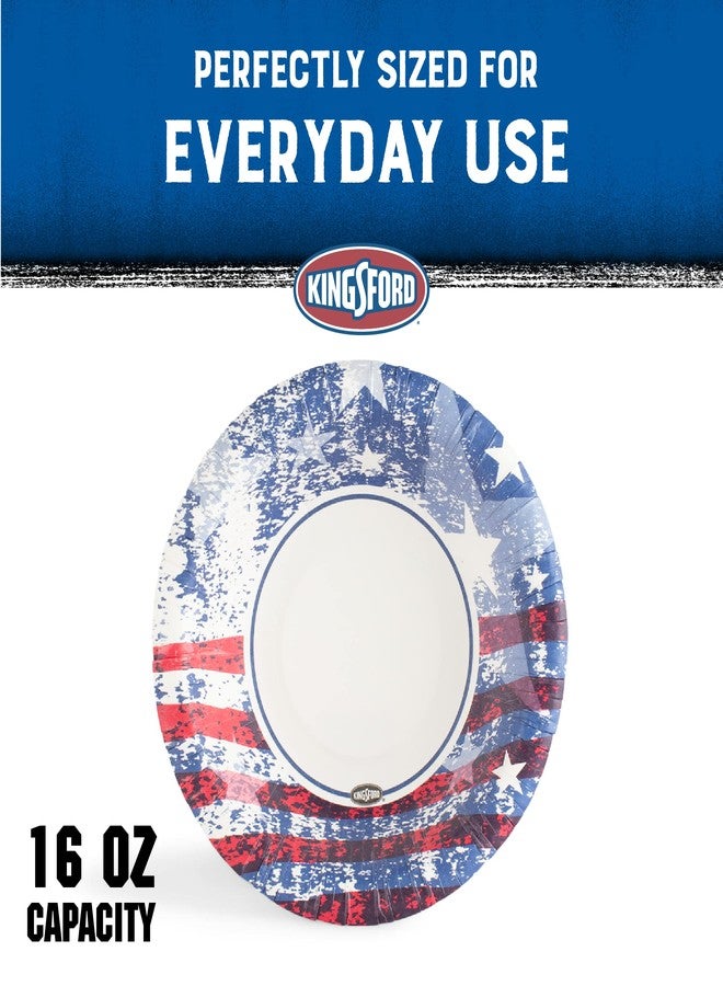 Kingsford Heavy Duty Soak Proof Paper Bowls - Heavy Duty Bowl for Barbecues, Picnics & Holidays - Microwave Safe - Patriotic Design, American Flag Pattern, 16 oz, 40 Count - Image 4