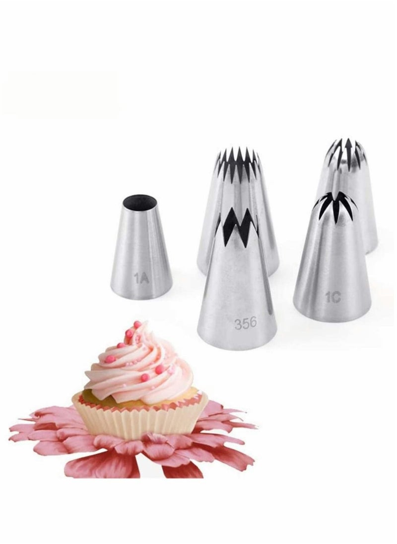 SYOSI - Large Cake Decorating Tools 5 Pack Cake Piping Nozzles Tips Kit DIY Icing Nozzle Tool for Cupcakes - Image 1