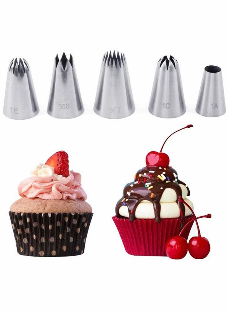 SYOSI - Large Cake Decorating Tools 5 Pack Cake Piping Nozzles Tips Kit DIY Icing Nozzle Tool for Cupcakes - Image 1