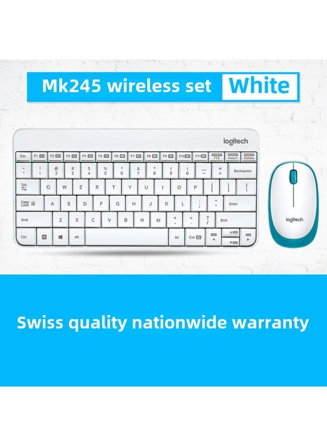Logitech MK245 Wireless Keyboard And Mouse Suit To Map Logo Pattern Portable Keyboard And Mouse Machine Mk240-Specifications:Logitech MK245 White  - Image 1
