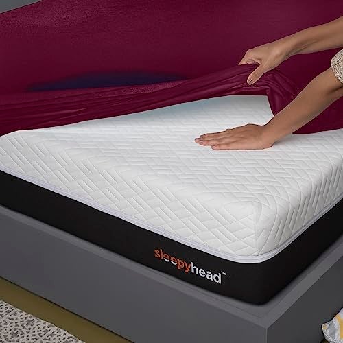 Sleepyhead 100% Waterproof Cotton Feel Mattress Protector | Double Size, 78 x 48 Inches | Breathable & Ultra Soft Fitted Bed Protector| Beetroot (Maroon) - Image 3