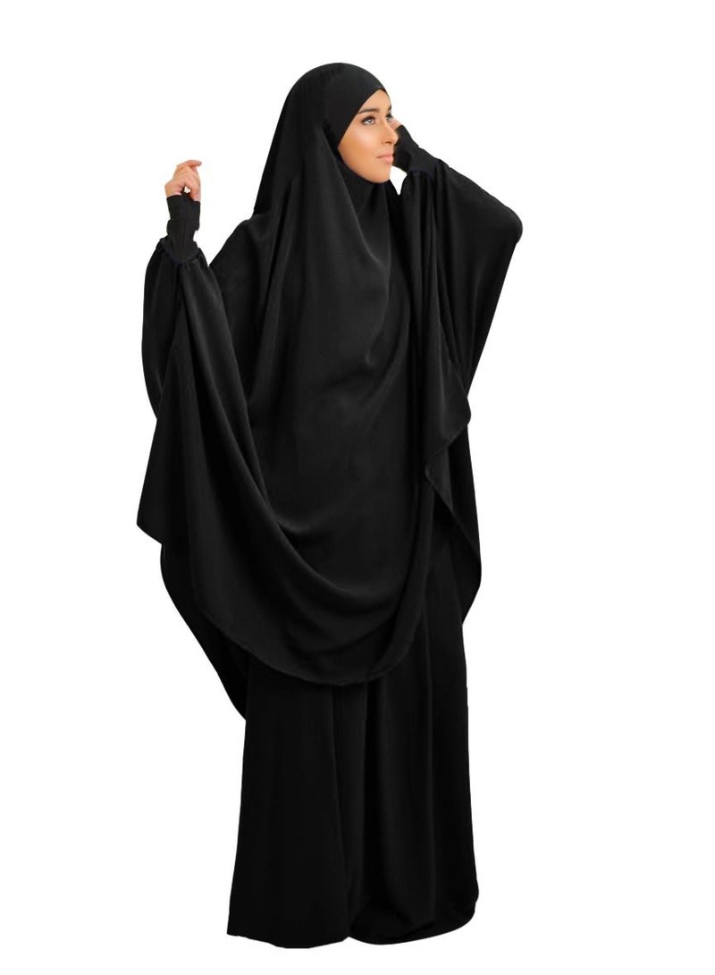 Long Sleeves Abaya With Hijab Black - Image 1