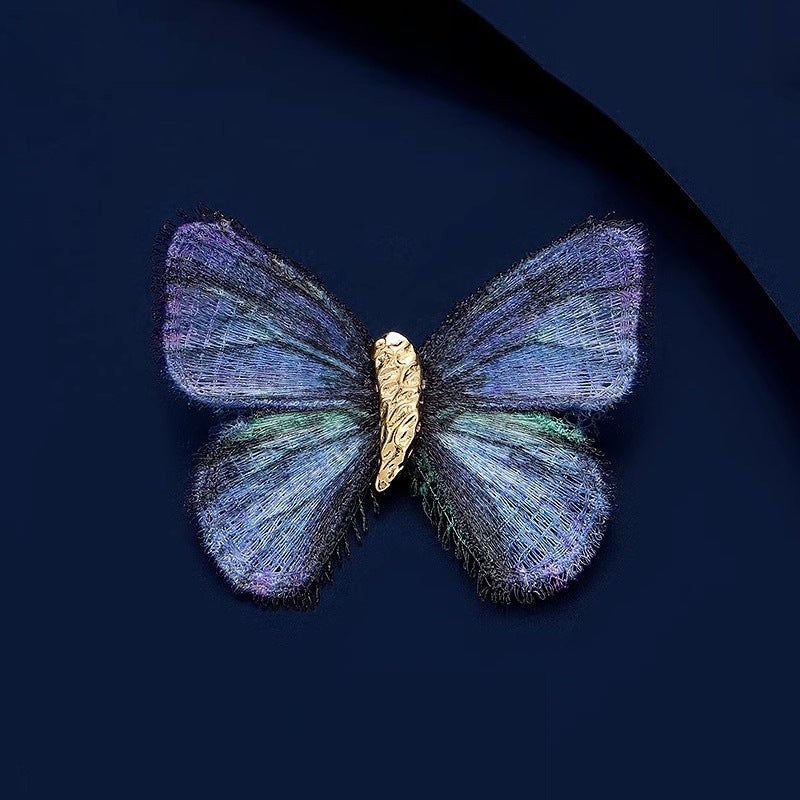 Retro Color Pattern Butterfly Brooch High-end Women''s Lightweight Gradient Embroidery Butterfly Corsage Exquisite Luxury Suit Accessories Pin - Image 2
