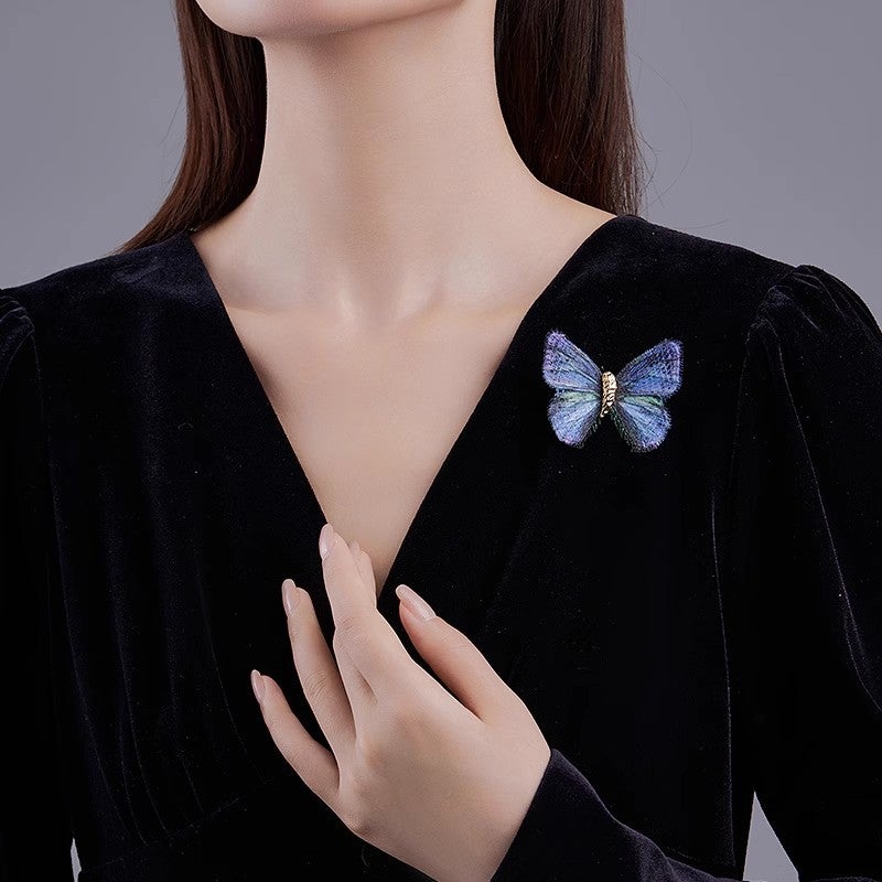 Retro Color Pattern Butterfly Brooch High-end Women''s Lightweight Gradient Embroidery Butterfly Corsage Exquisite Luxury Suit Accessories Pin - Image 3