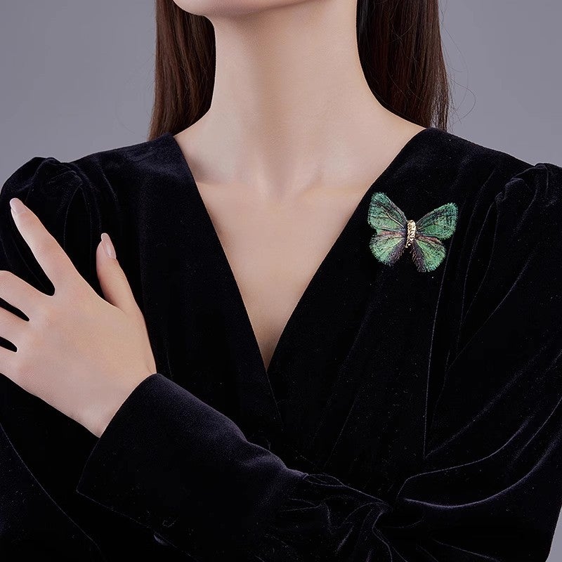 Retro Color Pattern Butterfly Brooch High-end Women''s Lightweight Gradient Embroidery Butterfly Corsage Exquisite Luxury Suit Accessories Pin - Image 5