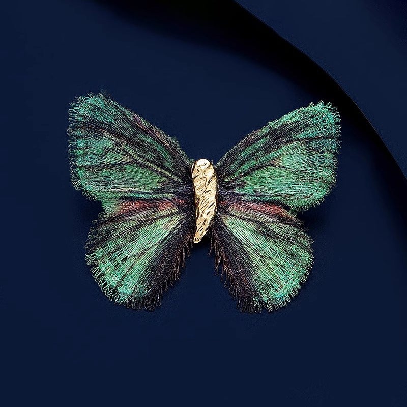 Retro Color Pattern Butterfly Brooch High-end Women''s Lightweight Gradient Embroidery Butterfly Corsage Exquisite Luxury Suit Accessories Pin - Image 4