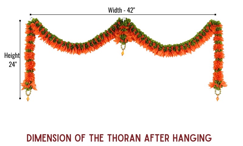 Daedal Crafters Champa Door Set Toran for Main Door Entrance, Reusable Thoran for Mandir & Living Room Décor, Bandarwal for Festival Decoration, Flower Hanging for Home Décor (42x24 inch) - Image 2