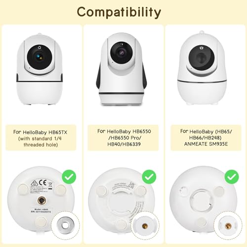 GAHOGA Adjustable Baby Monitor Wall Mount for HelloBaby HB6550/HB6560/HB6240/HB65/HB6148/HB6339 & ANMEATE SM935E, 360° Swivel Baby Monitor Stand Adhesive Wall Mount with Perfect View and Easy to Install - Image 2
