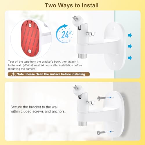 GAHOGA Adjustable Baby Monitor Wall Mount for HelloBaby HB6550/HB6560/HB6240/HB65/HB6148/HB6339 & ANMEATE SM935E, 360° Swivel Baby Monitor Stand Adhesive Wall Mount with Perfect View and Easy to Install - Image 4