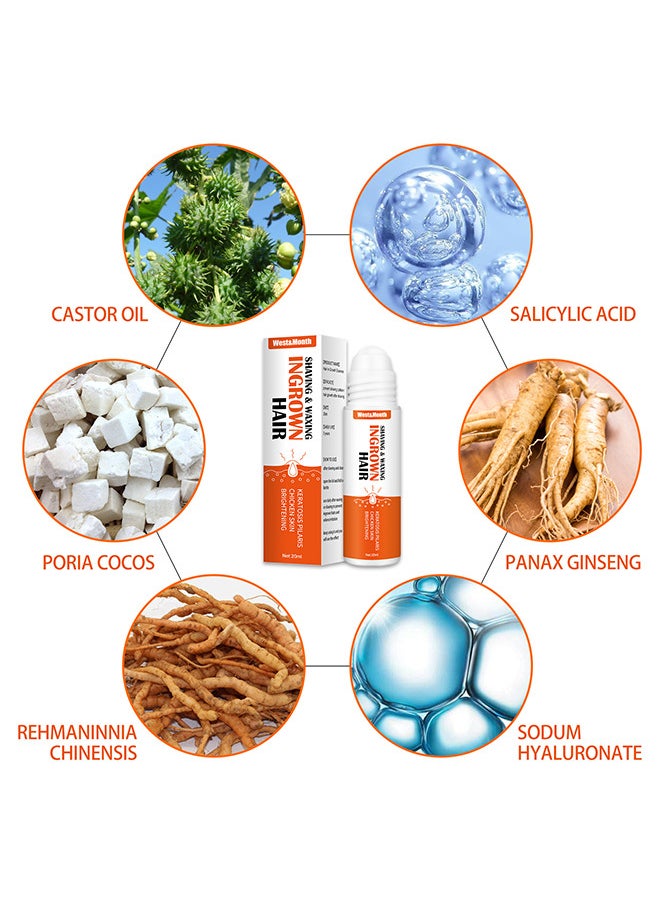 West&Month Ingrown Hair Essence Brightening Skin Get Rid Of Beard Nursing Essential Oils, Repairing Serum To Reduce Dark Spots After Shaving Gentle On Ingrown Hair  - Image 3