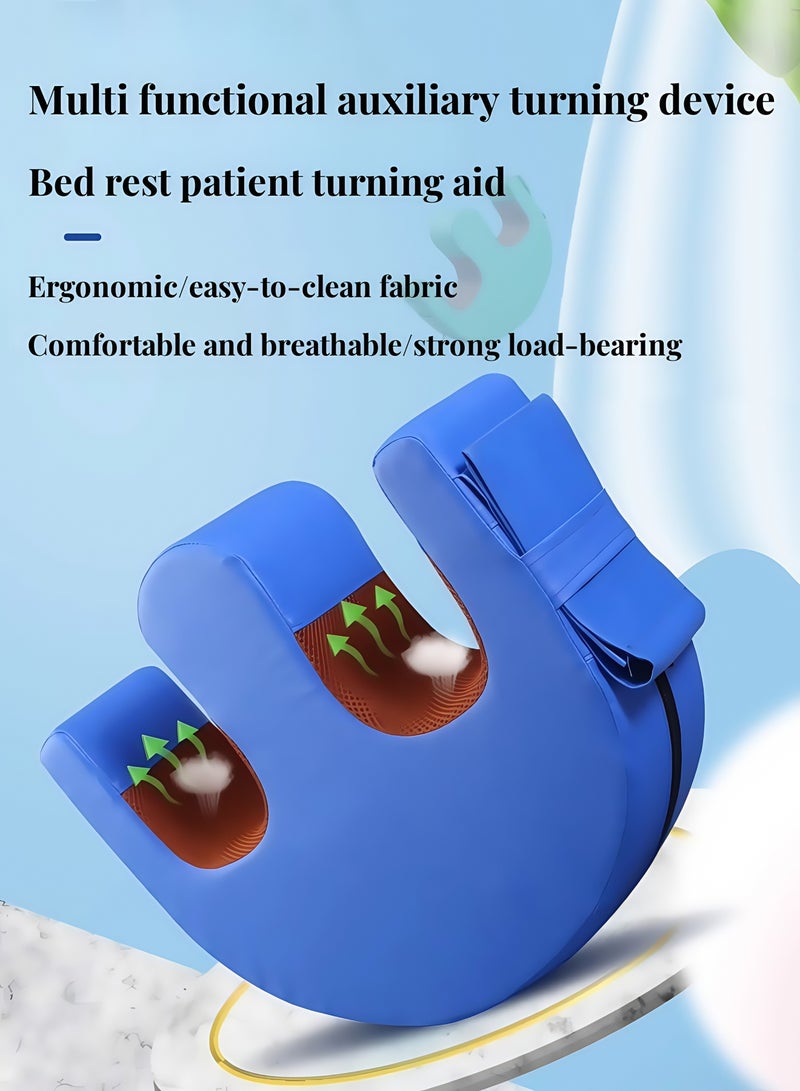 Patient Turning Device Turnover Device Waterproof Detachable PU Leather Turning Pillow Lift Assist Nursing Help The for Bedridden Elderly Patients Products Blue - Image 3