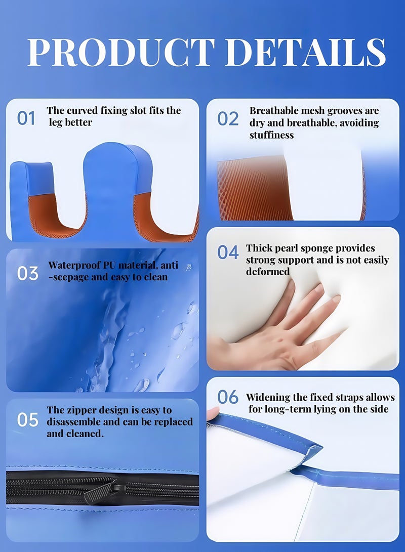 Patient Turning Device Turnover Device Waterproof Detachable PU Leather Turning Pillow Lift Assist Nursing Help The for Bedridden Elderly Patients Products Blue - Image 5