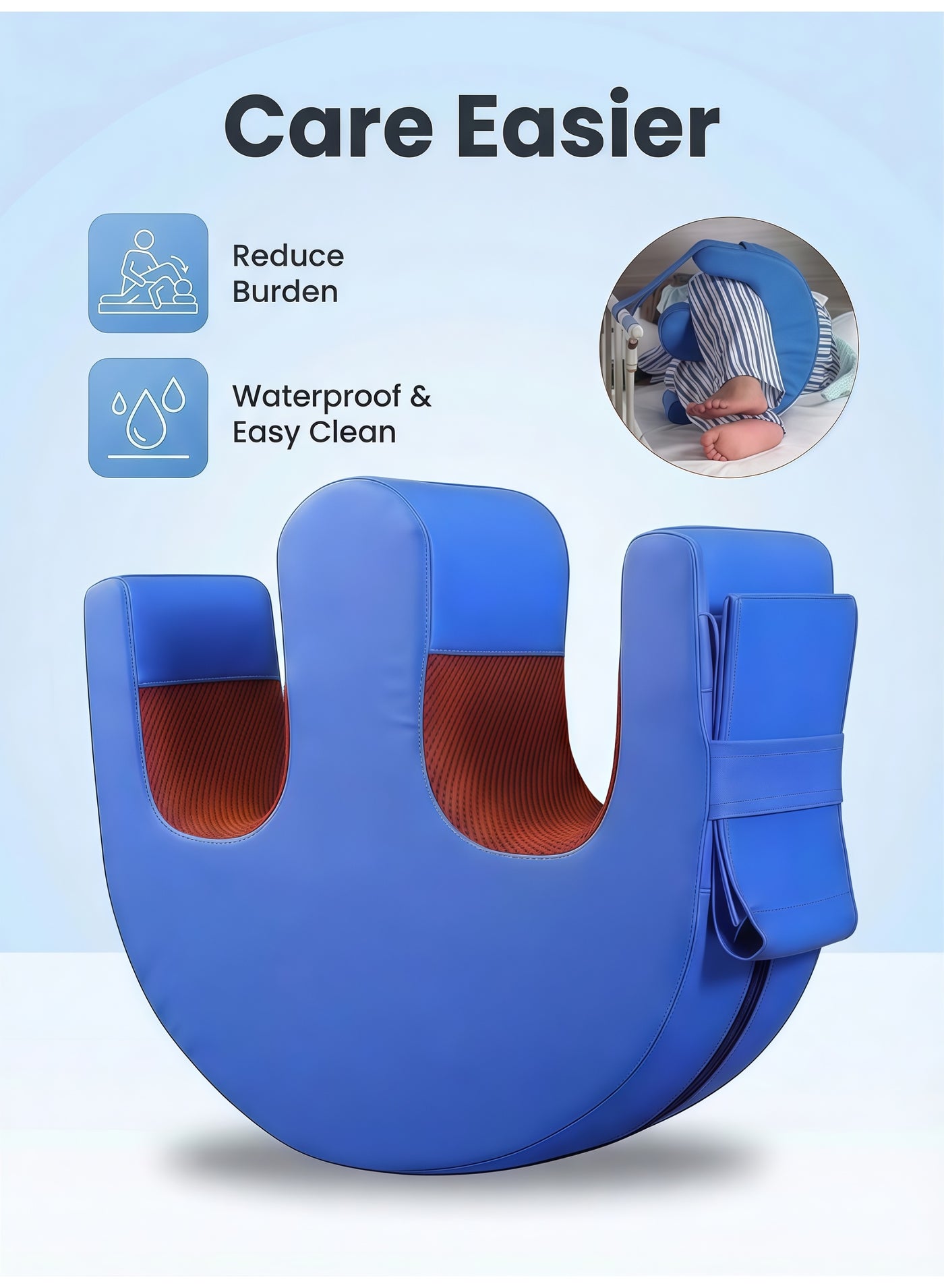 Patient Turning Device Turnover Device Waterproof Detachable PU Leather Turning Pillow Lift Assist Nursing Help The for Bedridden Elderly Patients Products Blue