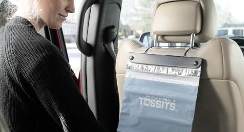 Tossits Disposable Car Trash Bag Hanging (Blue, 3 Pack, Set of 21) - Leak-Proof, Smell-Proof Automobile Trash Container, Eco-Friendly, Thick, Large 12x15 Car Trash Bin with Sturdy Header Board - Image 3