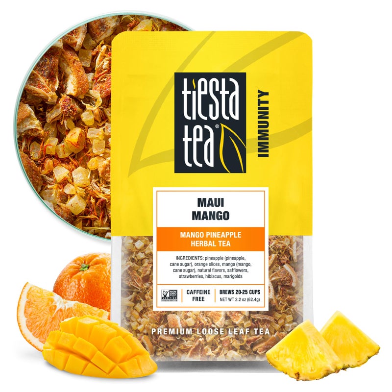 Tiesta Tea Maui Mango Loose Leaf Mango Pineapple Herbal Tea Premium NonCaffeinated Fruit Blend Makes Hot or Iced  Brews Up to 25 Cups 22 Ounce Resealable Pouch - Image 3
