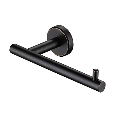 JQK Toilet Paper Holder Oil Rubbed Bronze, 5 Inch 304 Stainless Steel Thick 0.8mm Tissue Paper Dispenser for Bathroom, Hold Mega Rolls Wall Mount, TPH100-ORB - Image 1