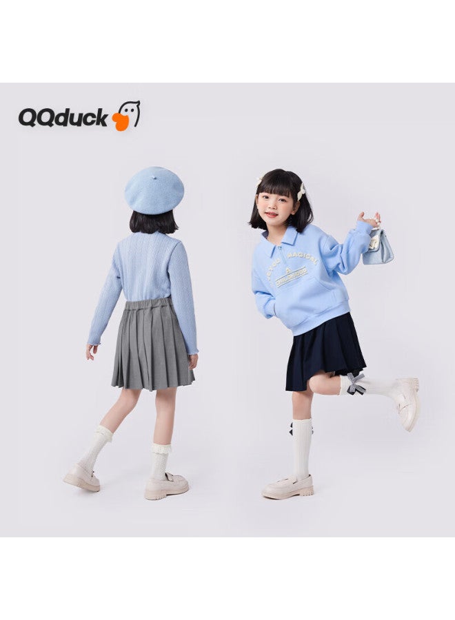 Qq Duck Children's Clothing Girls' Short Skirt Style Pleated Skirt For Teenagers Gray; Size 120 - Image 3
