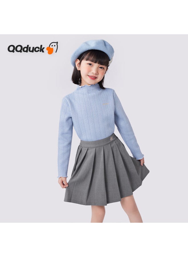 Qq Duck Children's Clothing Girls' Short Skirt Style Pleated Skirt For Teenagers Gray; Size 120 - Image 2