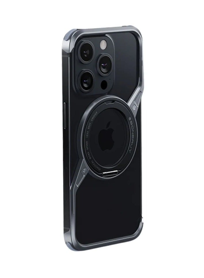 BC Z Shape Metal Magsafe Phone Case for iPhone 16 Pro Max Phone Protective Cover Bumper w/ 360° Rotation Holder - Image 2