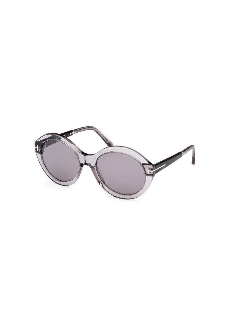 TOM FORD Women's Round Shape Acetate Sunglasses FT108820C55 Lens Size: 55 Millimeter - Shiny Black - Image 1