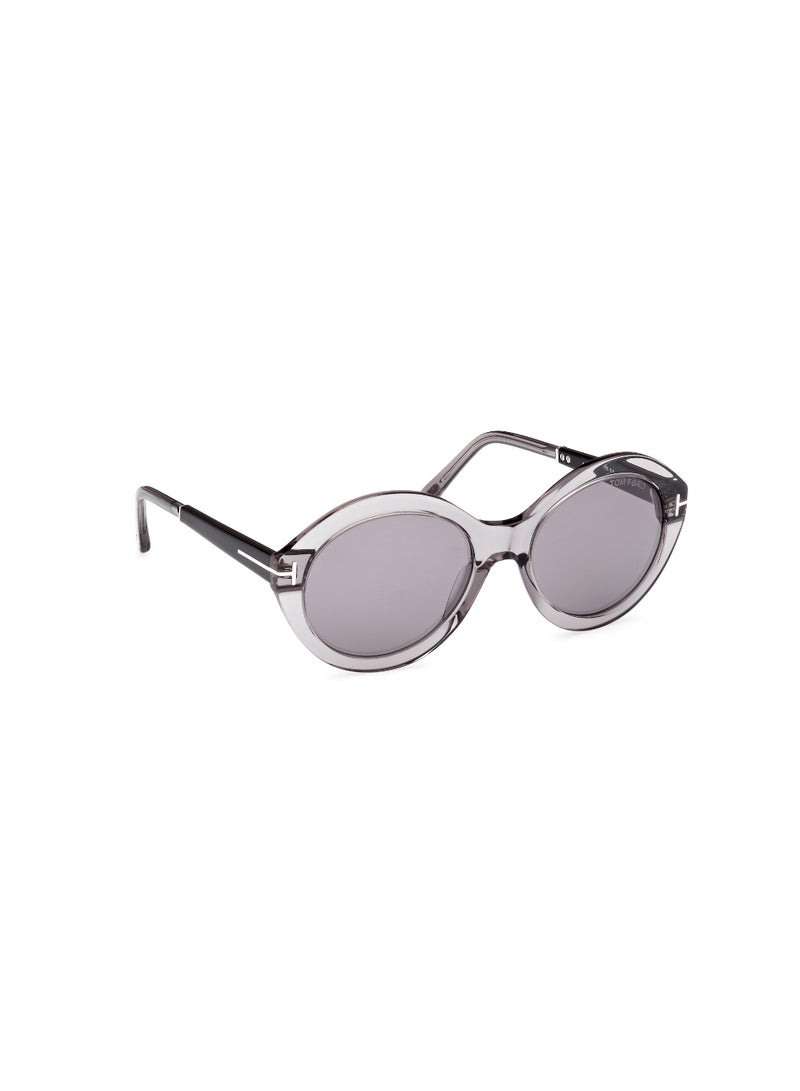TOM FORD Women's Round Shape Acetate Sunglasses FT108820C55 Lens Size: 55 Millimeter - Shiny Black - Image 3