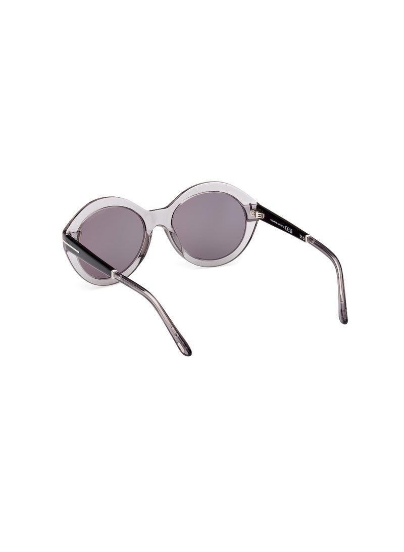 TOM FORD Women's Round Shape Acetate Sunglasses FT108820C55 Lens Size: 55 Millimeter - Shiny Black - Image 5