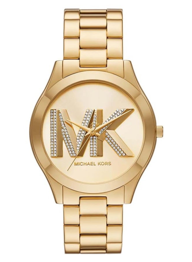 Michael Kors Girls Womens Slim Runway Three-Hand Gold-Tone Stainless Steel Watch MK4732 - Image 1