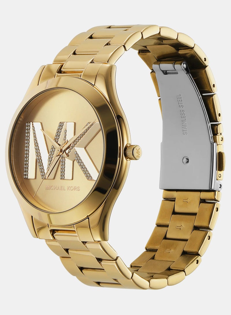 Michael Kors Girls Womens Slim Runway Three-Hand Gold-Tone Stainless Steel Watch MK4732 - Image 2