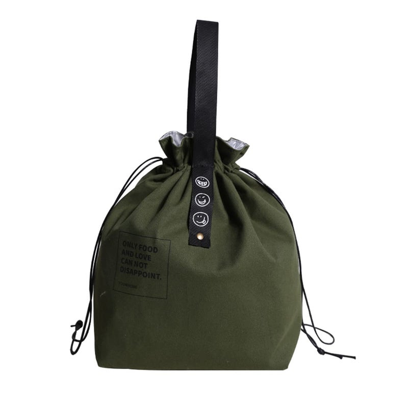 XINSHUN Canvas Drawstring Lunch Bag Insulated Lunch Bento Tote Bag Reusable Lunch Bag with Handle and Drawstring Closure for Women Work Picnic or Travel COLOR1