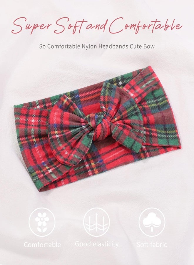 jollybows 3PCS Baby Nylon Headbands Hairbands Hair Bow Elastics for Baby Girls Newborn Infant Toddlers Kids (10-White+Green+Plaid, 3 Count (Pack of 1)) - Image 3