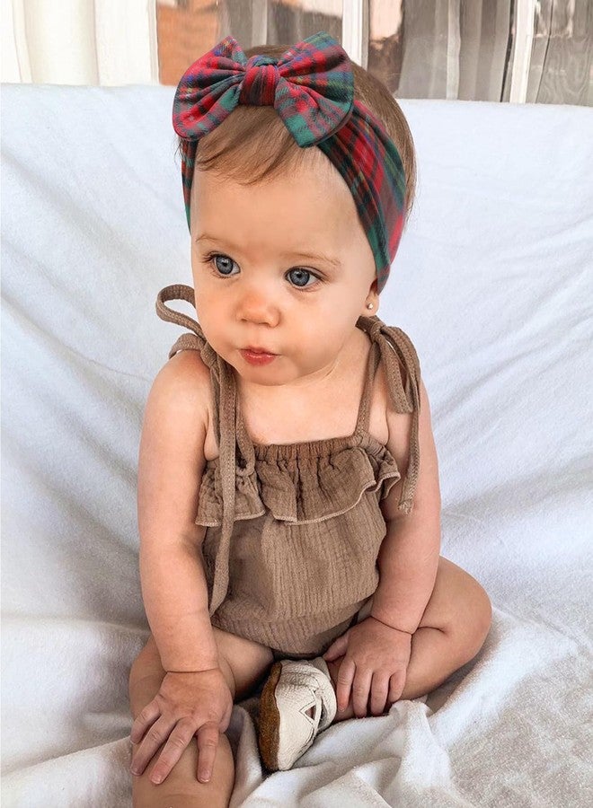 jollybows 3PCS Baby Nylon Headbands Hairbands Hair Bow Elastics for Baby Girls Newborn Infant Toddlers Kids (10-White+Green+Plaid, 3 Count (Pack of 1)) - Image 4